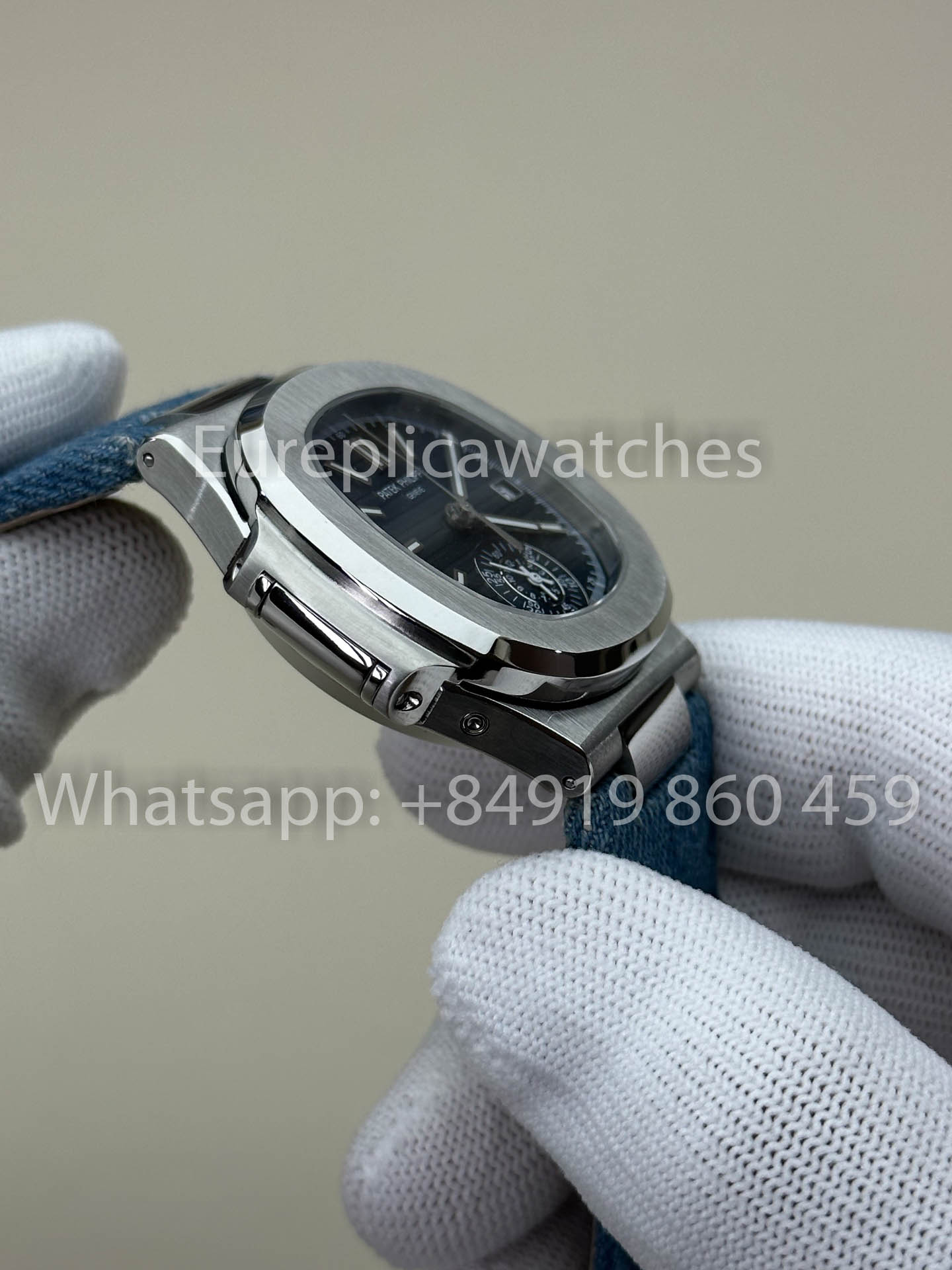 Patek Philippe Nautilus 5980/1G-001 1:1 Beste Version 3K Factory V3 Verbesserte Kristallindizes Zifferblatt Lederarmband