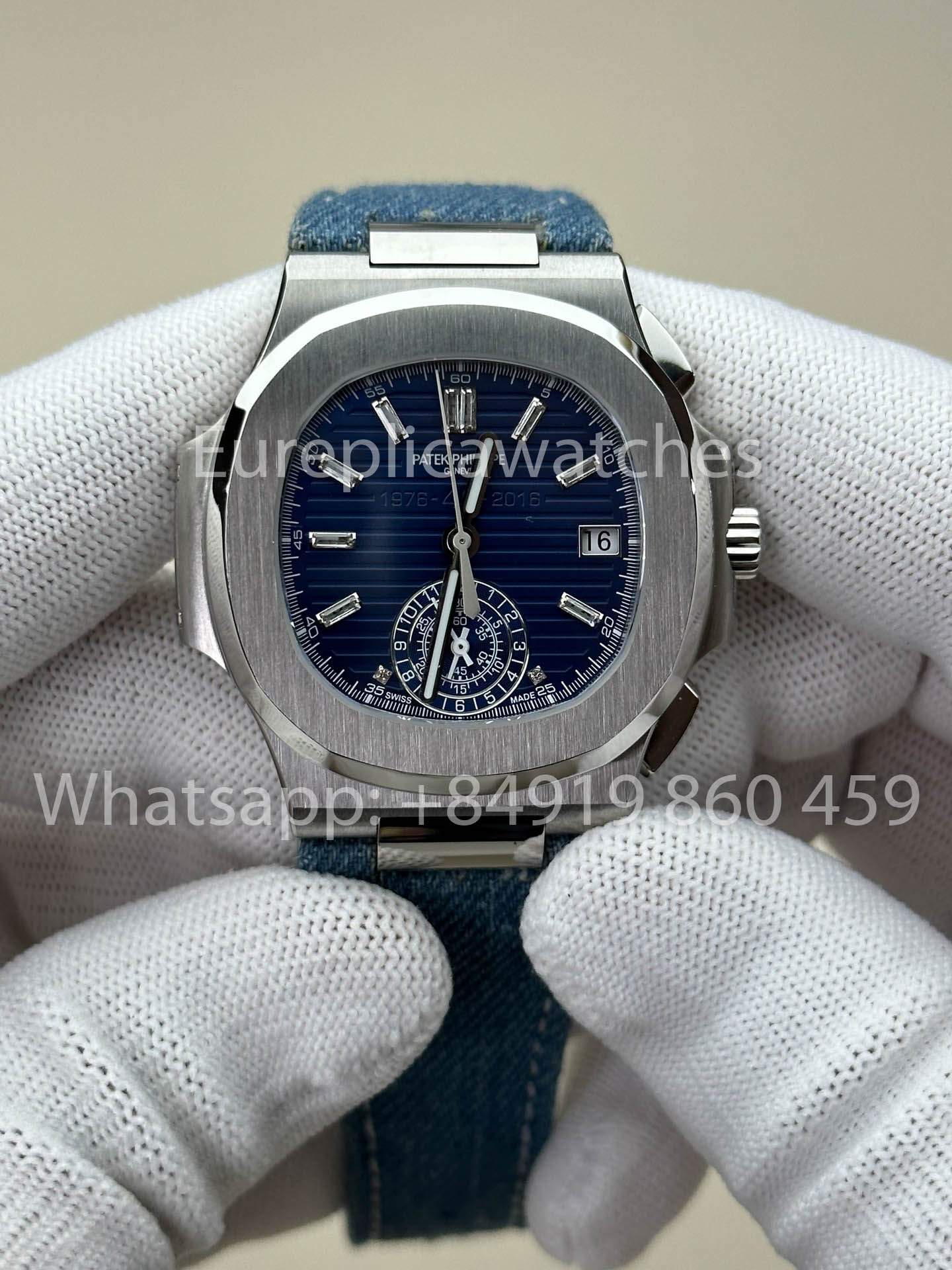 Patek Philippe Nautilus 5980/1G-001 1:1 Beste Version 3K Factory V3 Verbesserte Kristallindizes Zifferblatt Lederarmband