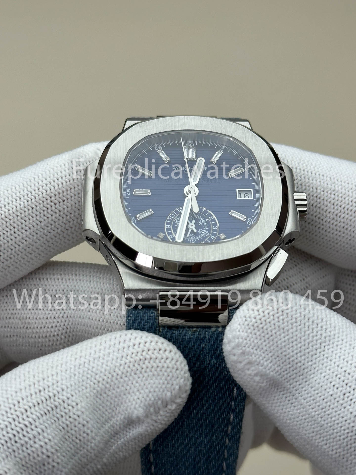 Patek Philippe Nautilus 5980/1G-001 1:1 Beste Version 3K Factory V3 Verbesserte Kristallindizes Zifferblatt Lederarmband