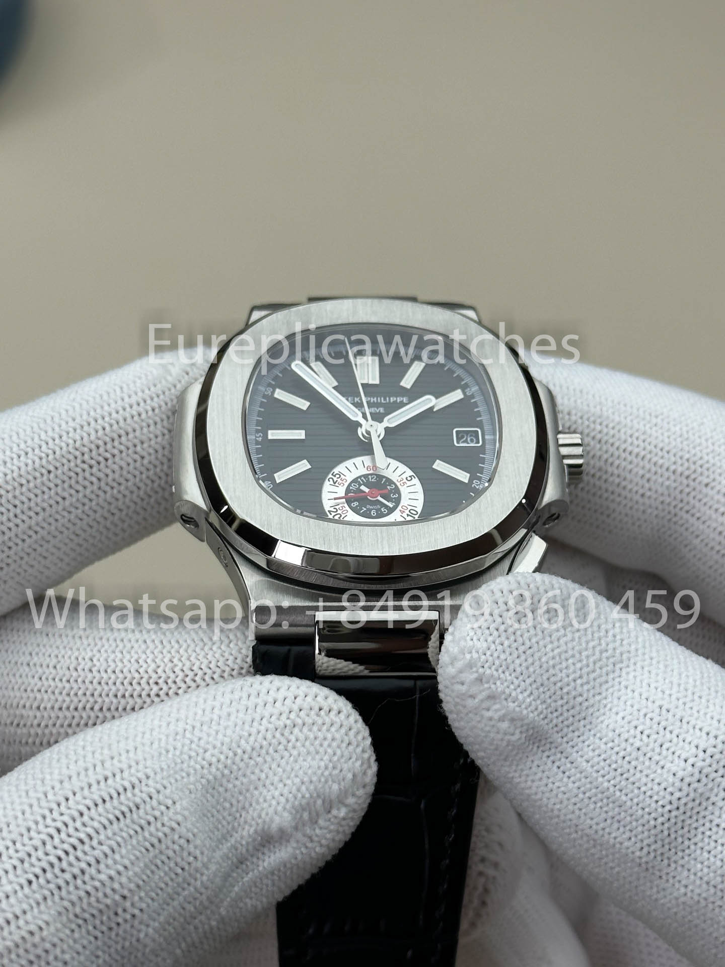 Patek Philippe Nautilus 5980/1A-001 1:1 Beste Version 3K Factory V3 Verbessertes Lederarmband Graues Zifferblatt