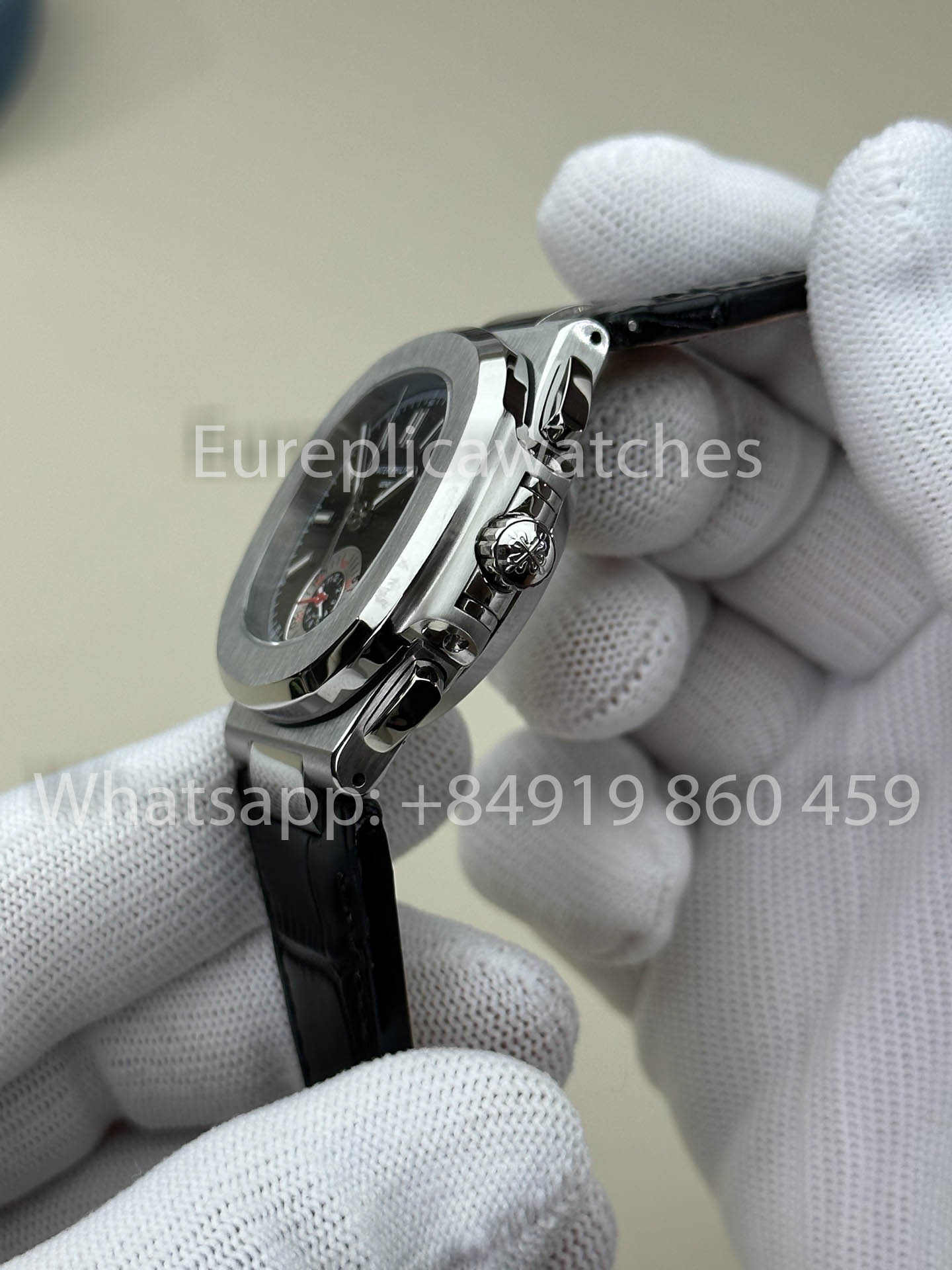 Patek Philippe Nautilus 5980/1A-001 1:1 Beste Version 3K Factory V3 Verbessertes Lederarmband Graues Zifferblatt