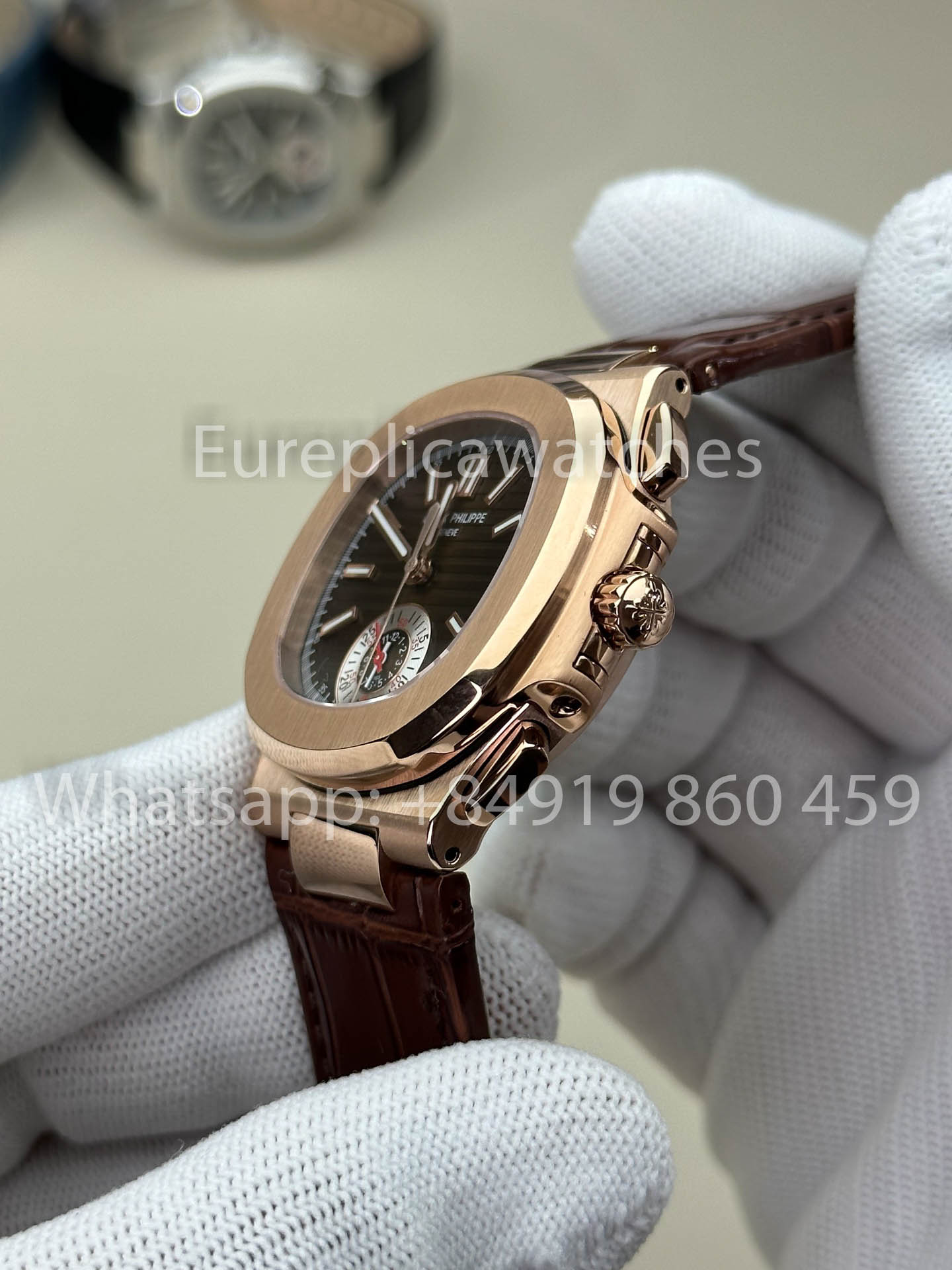 Patek Philippe Nautilus 5980R-001 1:1 Beste Version 3K Factory V3 Verbessertes Lederarmband Braunes Zifferblatt