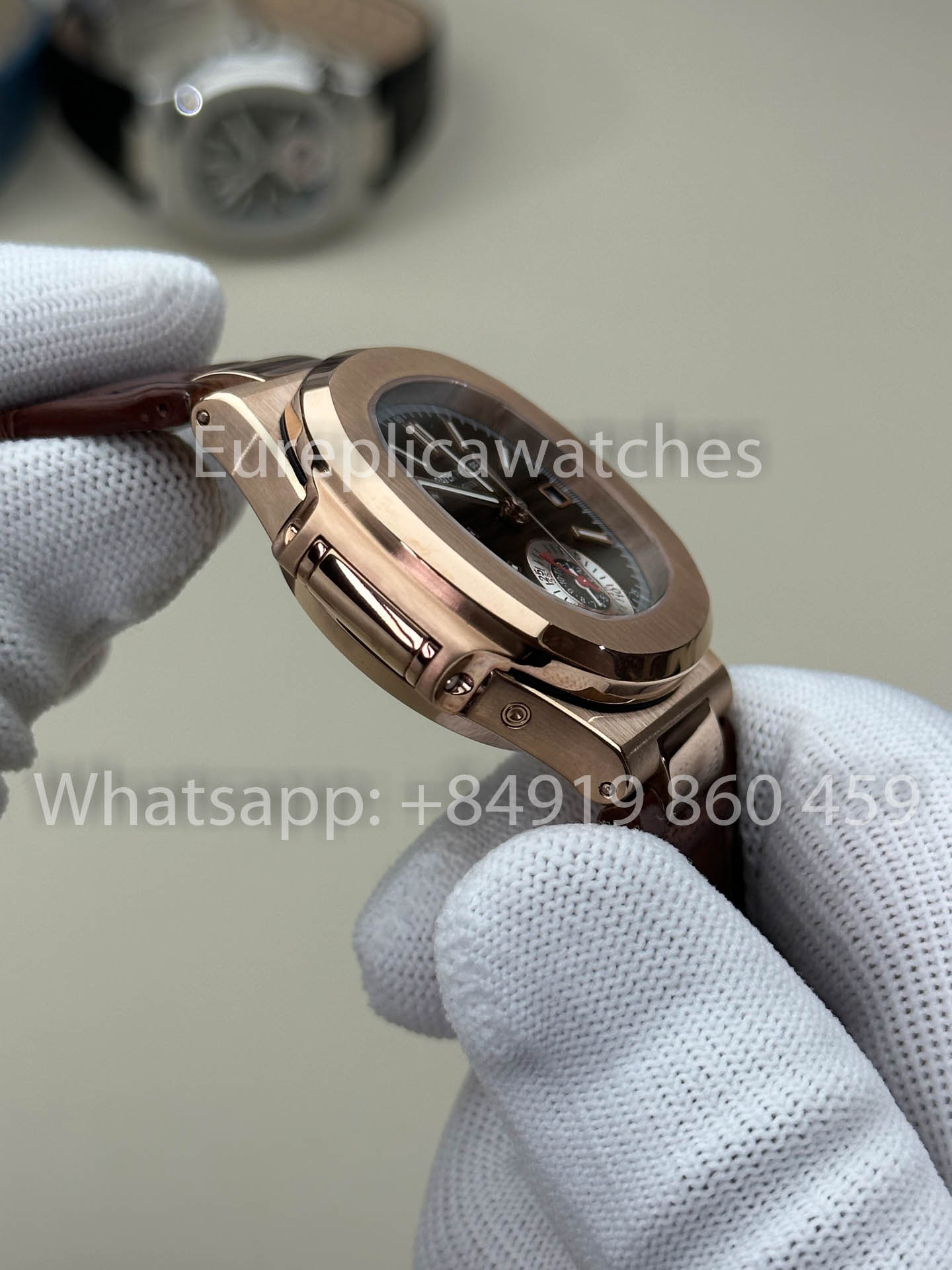 Patek Philippe Nautilus 5980R-001 1:1 Beste Version 3K Factory V3 Verbessertes Lederarmband Braunes Zifferblatt