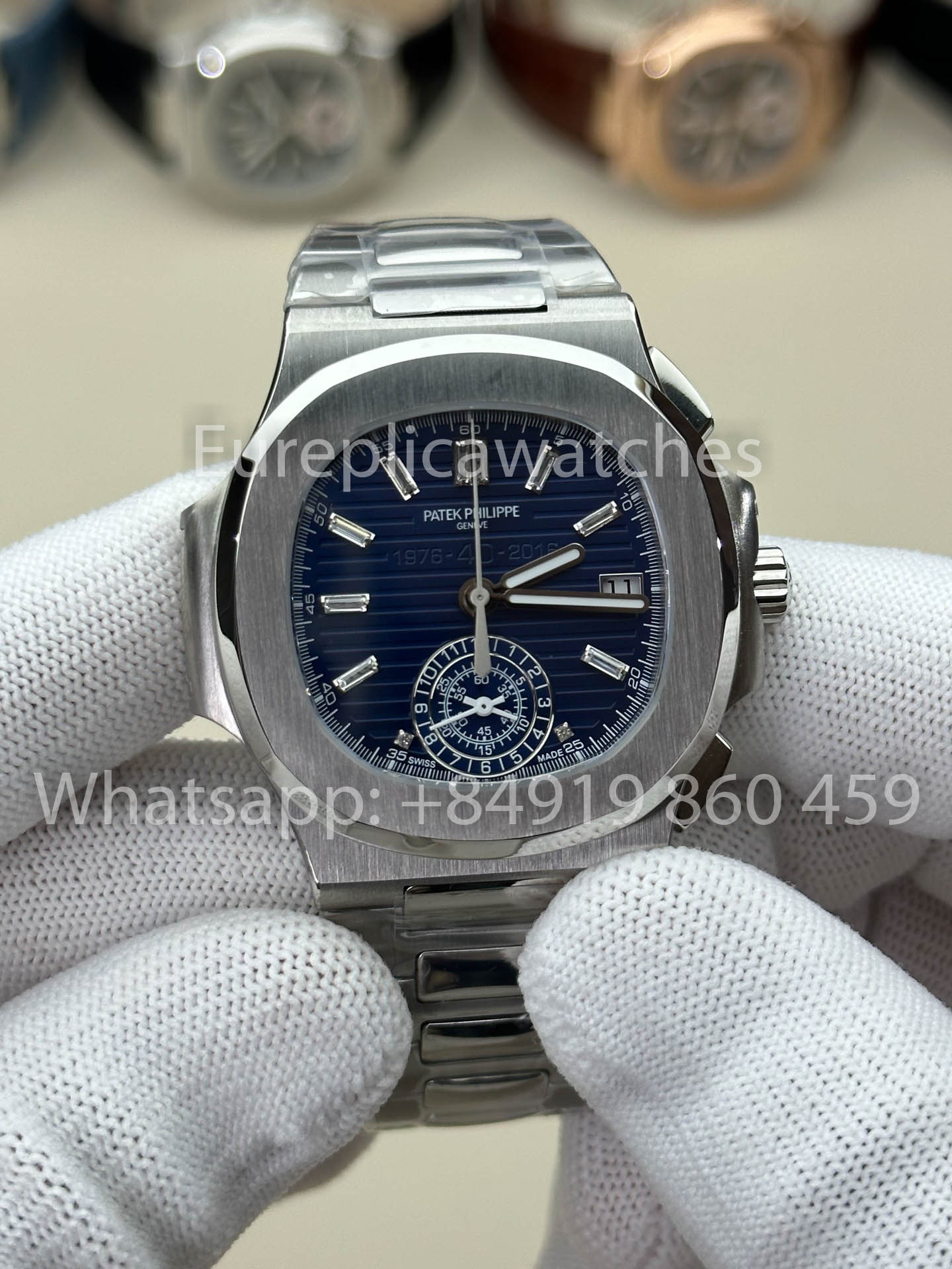 Patek Philippe Nautilus 5980/1G-001 1:1 Beste Version 3K Factory V3 Verbessertes Zifferblatt mit Kristallindizes