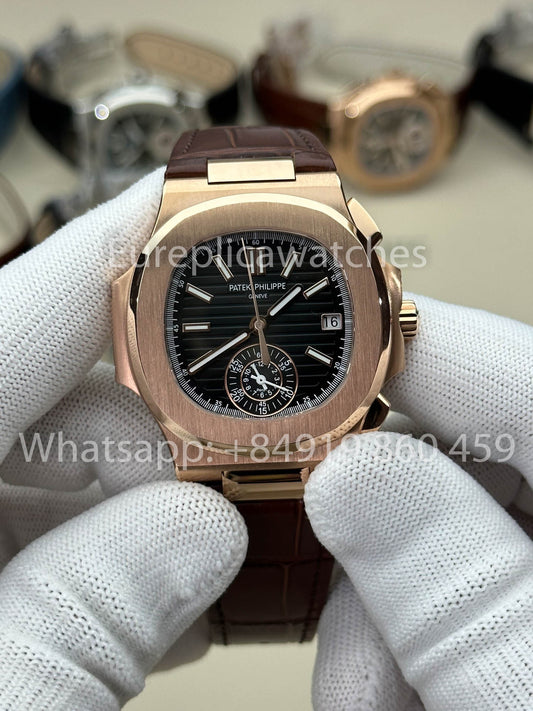 Patek Philippe Nautilus 5980-1A-001 1:1 Beste Version 3K Factory V3 Verbessertes Lederarmband