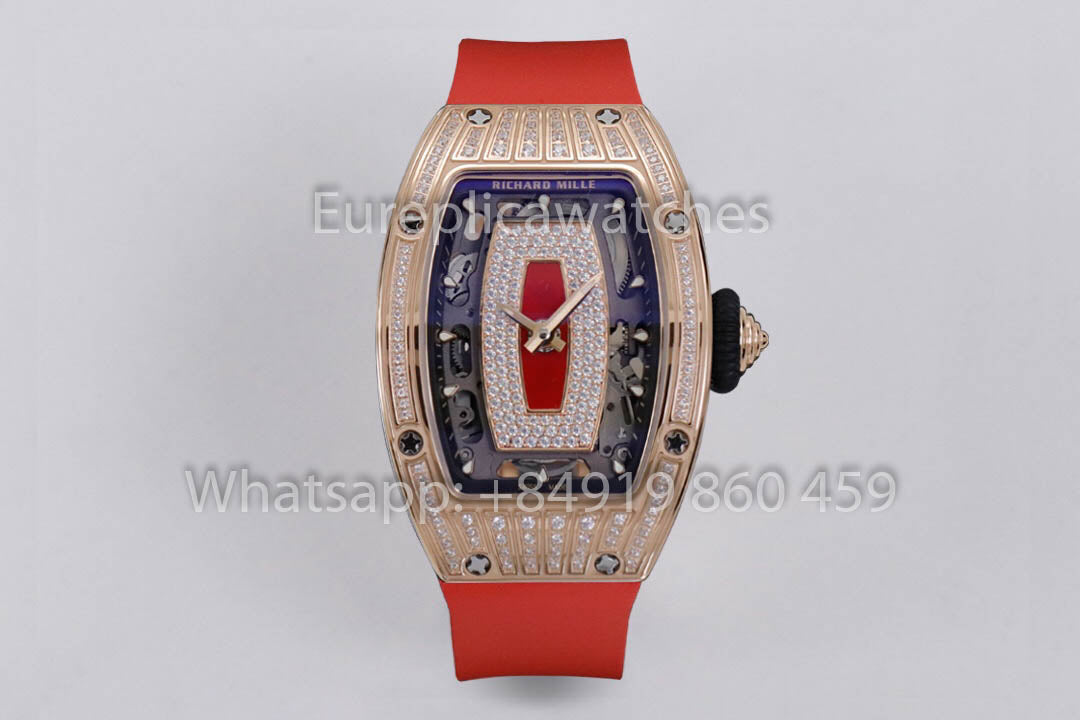 Replik Richard Mille RM 07-01 Rotes Armband Roségold 1:1 Super Clone ZF Factory