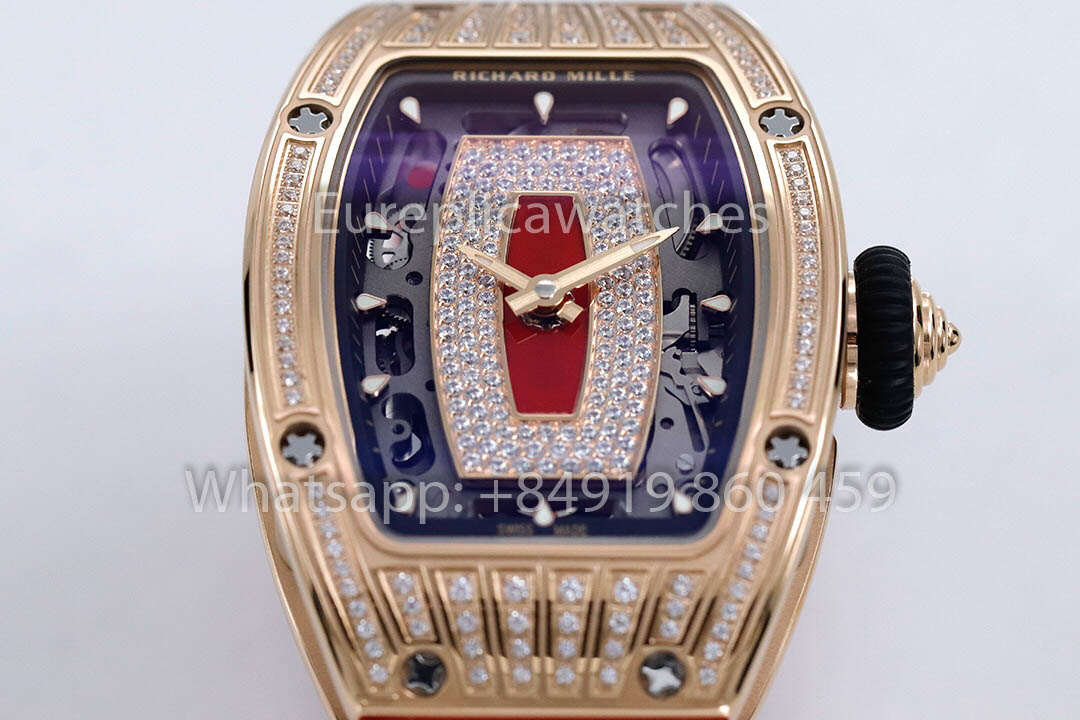Replik Richard Mille RM 07-01 Rotes Armband Roségold 1:1 Super Clone ZF Factory