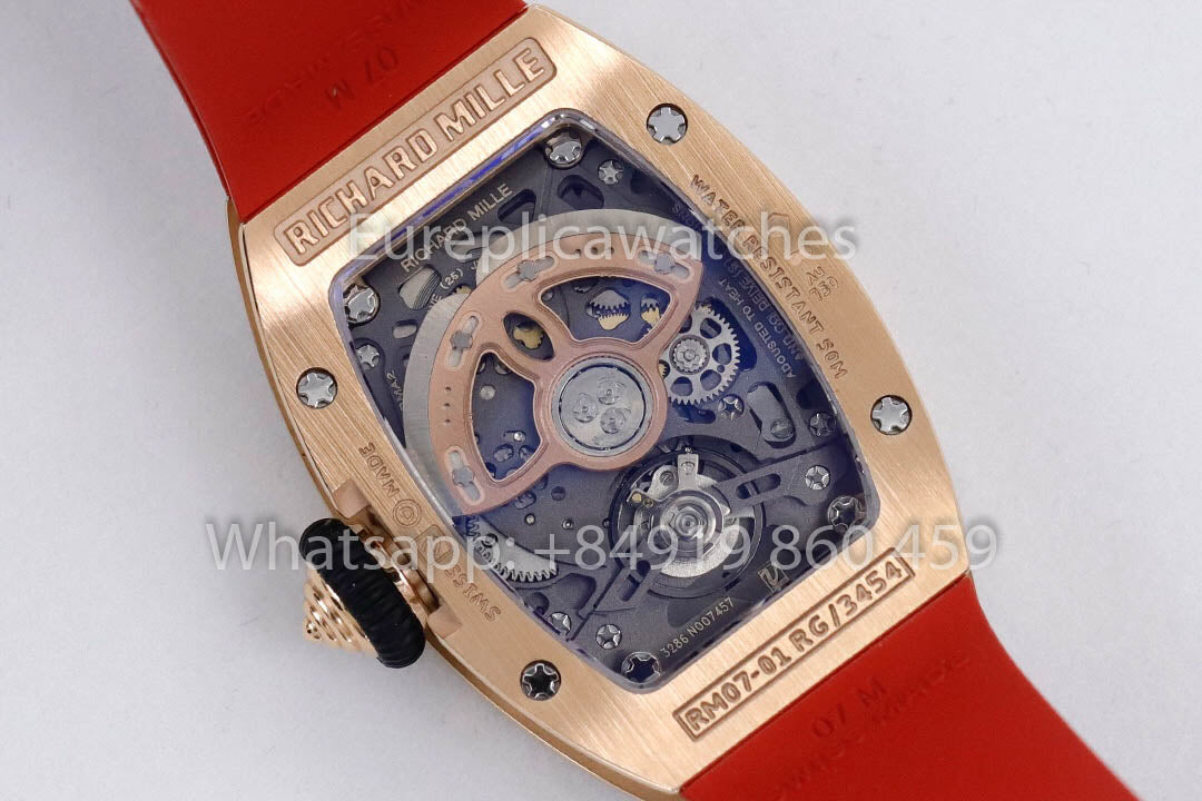 Replik Richard Mille RM 07-01 Rotes Armband Roségold 1:1 Super Clone ZF Factory