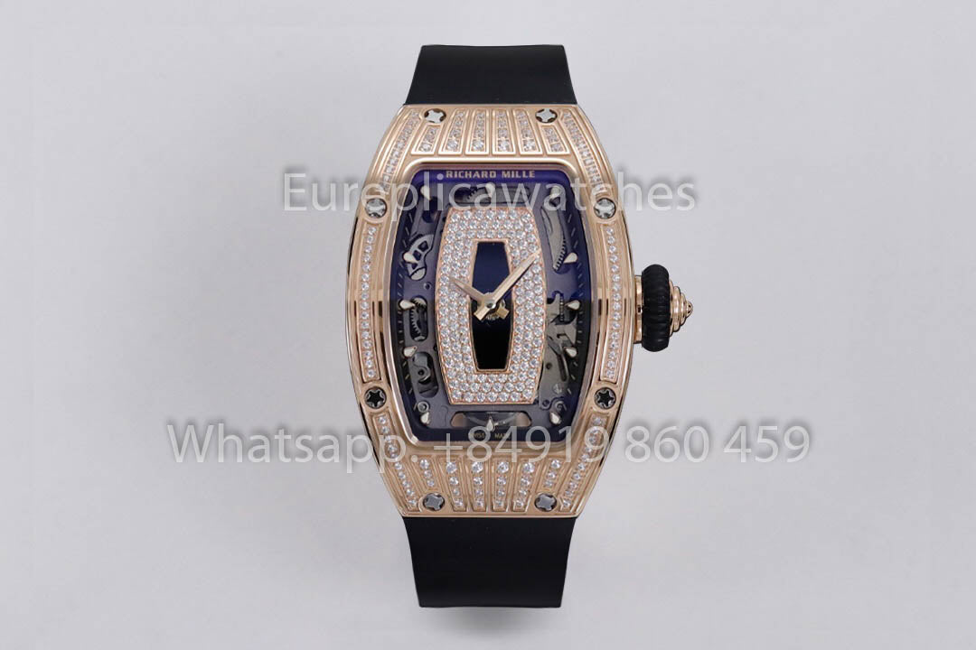 Replik Richard Mille RM 07-01 Schwarzes Armband Roségold 1:1 Super Clone ZF Factory