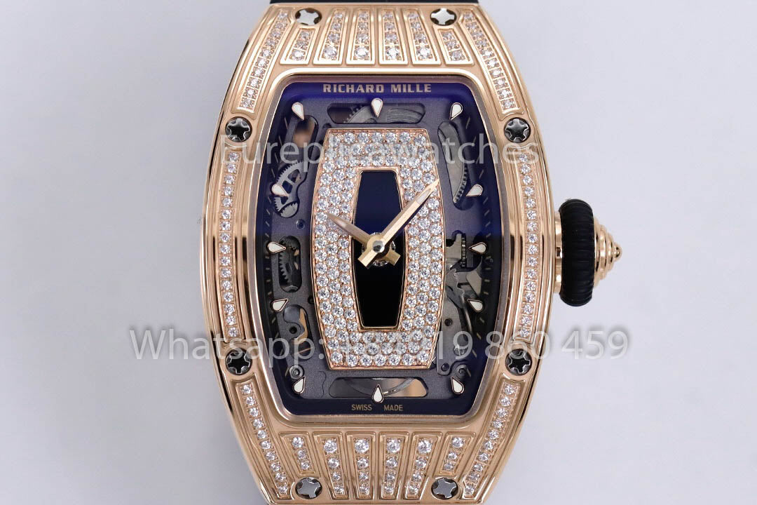 Replik Richard Mille RM 07-01 Schwarzes Armband Roségold 1:1 Super Clone ZF Factory