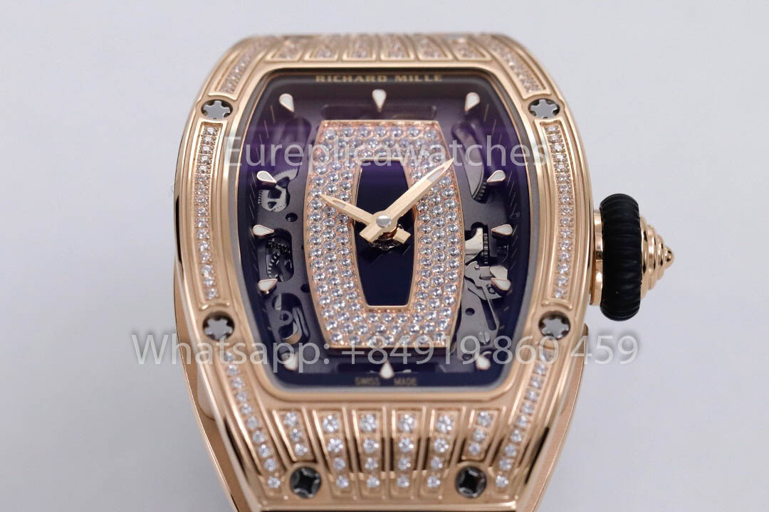 Replik Richard Mille RM 07-01 Schwarzes Armband Roségold 1:1 Super Clone ZF Factory