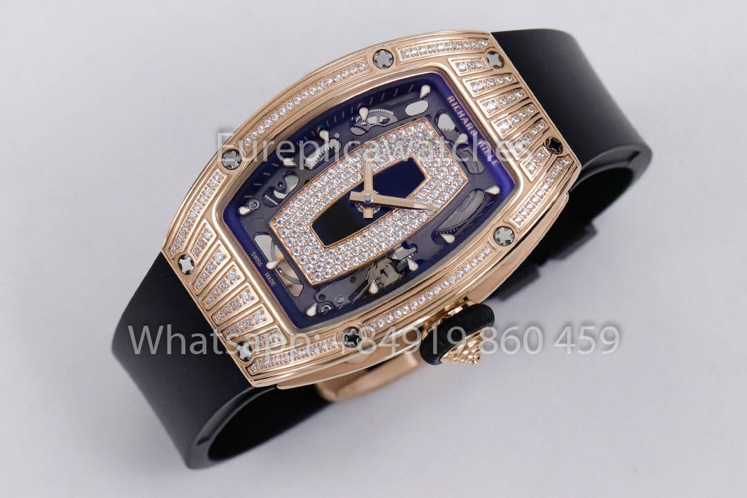 Replik Richard Mille RM 07-01 Schwarzes Armband Roségold 1:1 Super Clone ZF Factory