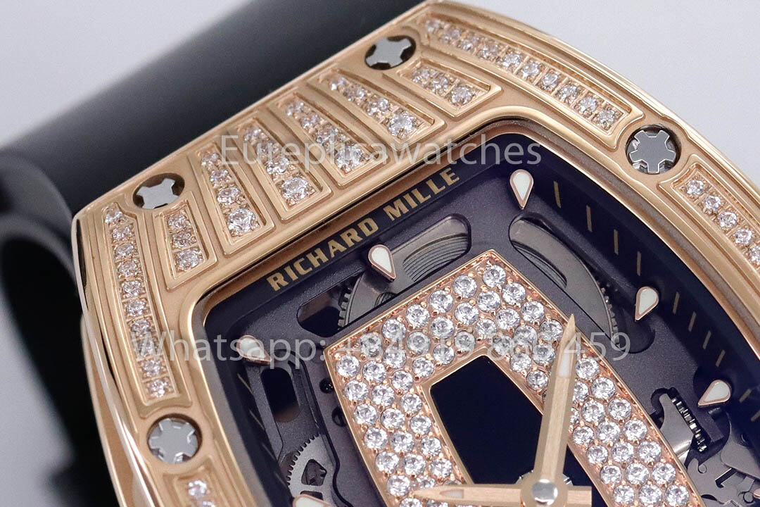 Replik Richard Mille RM 07-01 Schwarzes Armband Roségold 1:1 Super Clone ZF Factory