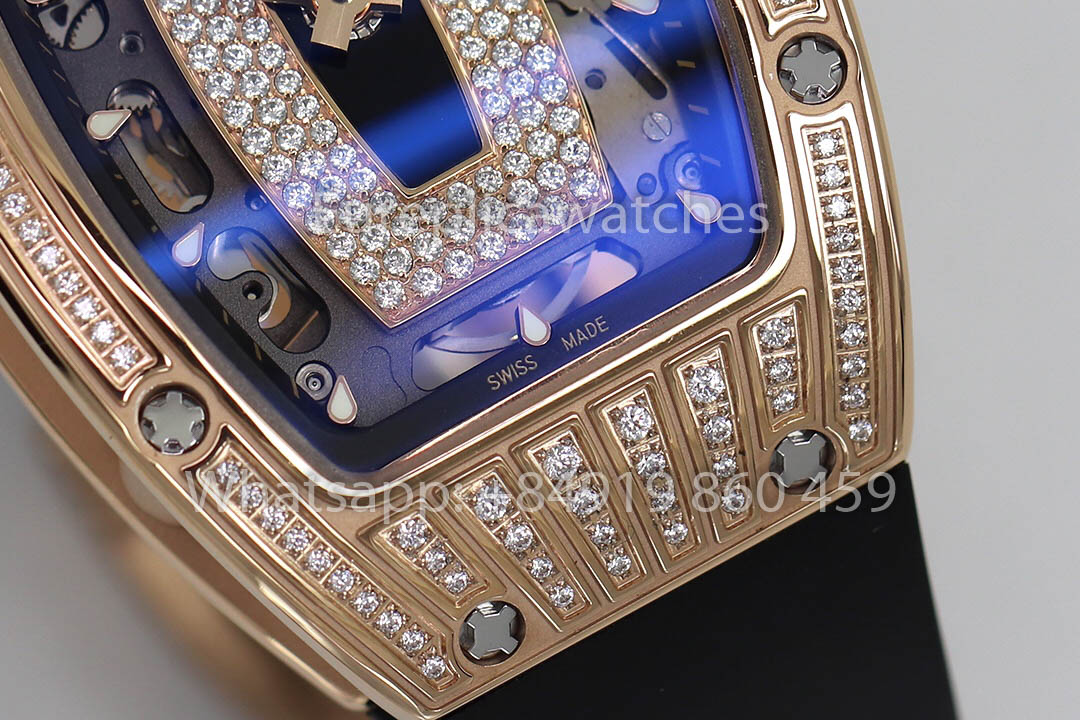 Replik Richard Mille RM 07-01 Schwarzes Armband Roségold 1:1 Super Clone ZF Factory