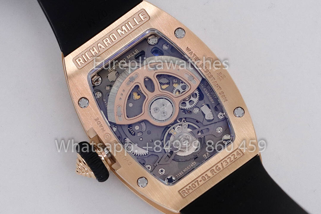 Replik Richard Mille RM 07-01 Schwarzes Armband Roségold 1:1 Super Clone ZF Factory