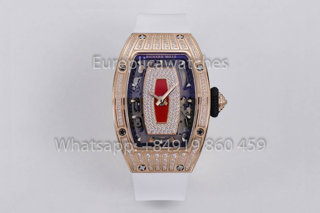Replik Richard Mille RM 07-01 Weißes Armband Roségold 1:1 Super Clone ZF Factory