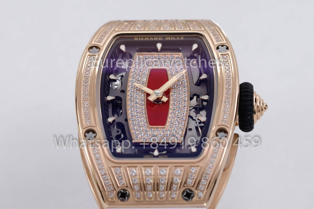 Replik Richard Mille RM 07-01 Weißes Armband Roségold 1:1 Super Clone ZF Factory