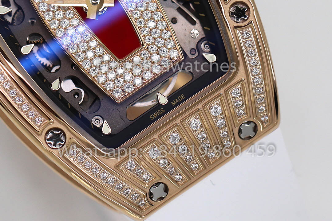 Replik Richard Mille RM 07-01 Weißes Armband Roségold 1:1 Super Clone ZF Factory