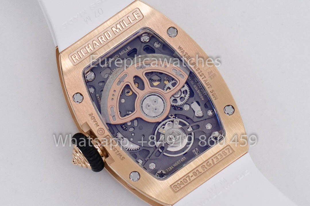 Replik Richard Mille RM 07-01 Weißes Armband Roségold 1:1 Super Clone ZF Factory