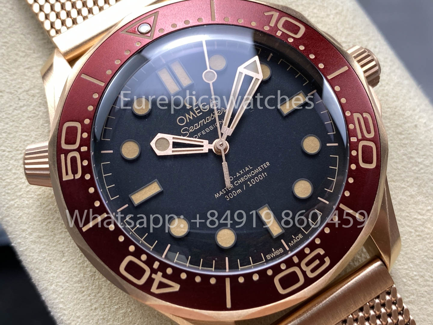 Omega Seamaster 220.50.43.22.02.001 Bronze Or et Bourgogne 1:1 Super Clone VS Factory Ultra-Light