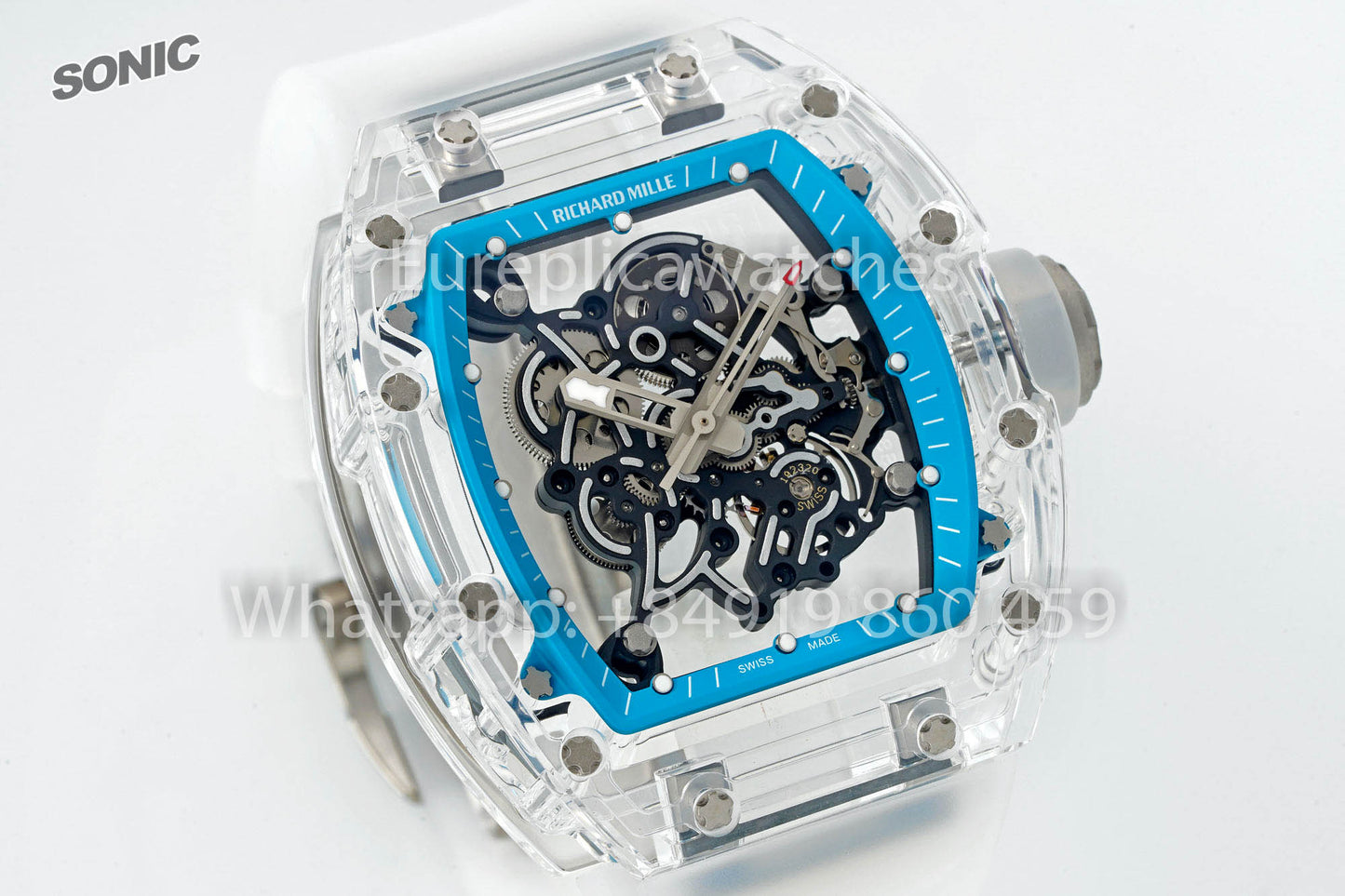 RICHARD MILLE RM055 AET REMOULD Transparent Blue Strap 1:1 Best Version Sonic Factory