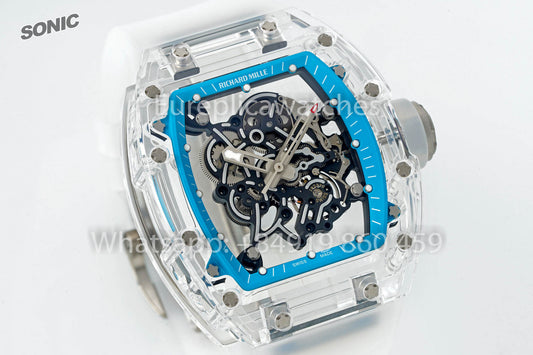 RICHARD MILLE RM055 AET REMOULD Transparent Blue Strap 1:1 Best Version Sonic Factory