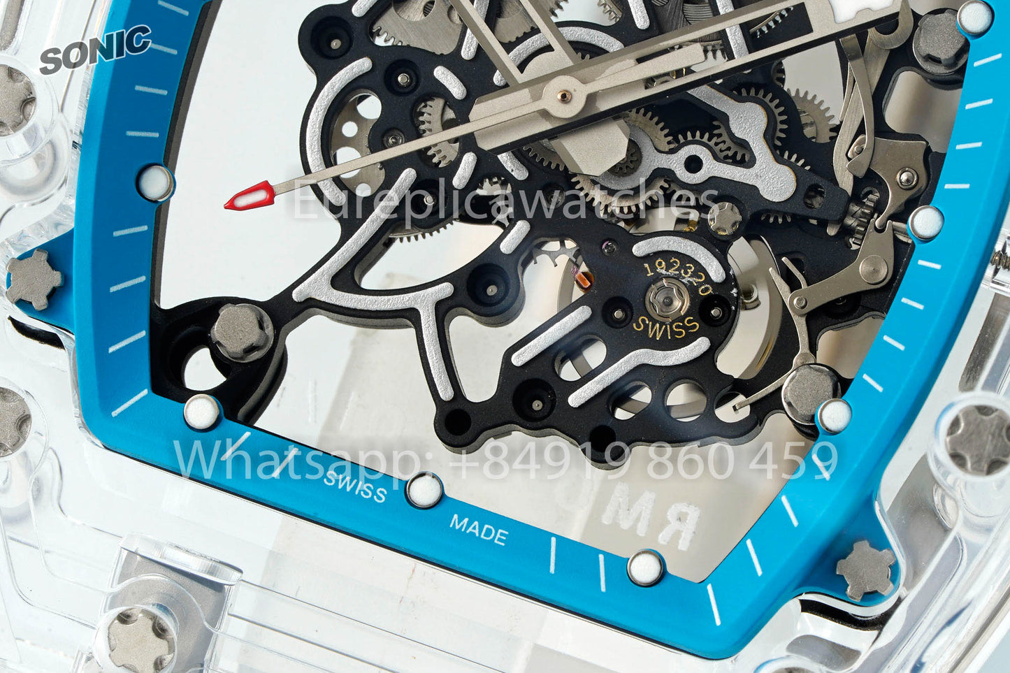 RICHARD MILLE RM055 AET REMOULD Transparent Blue Strap 1:1 Best Version Sonic Factory