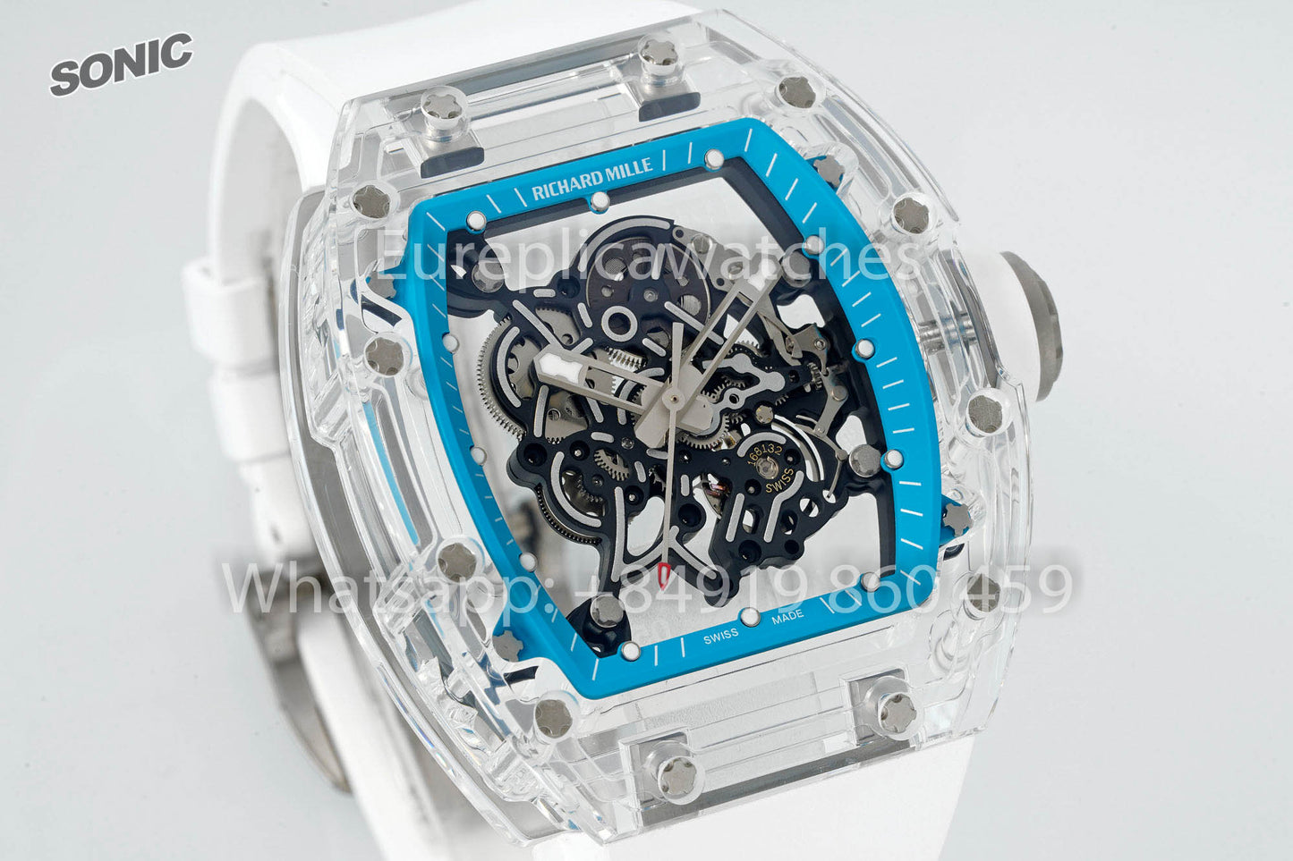 RICHARD MILLE RM055 AET REMOULD White Blue Strap 1:1 Best Version Sonic Factory