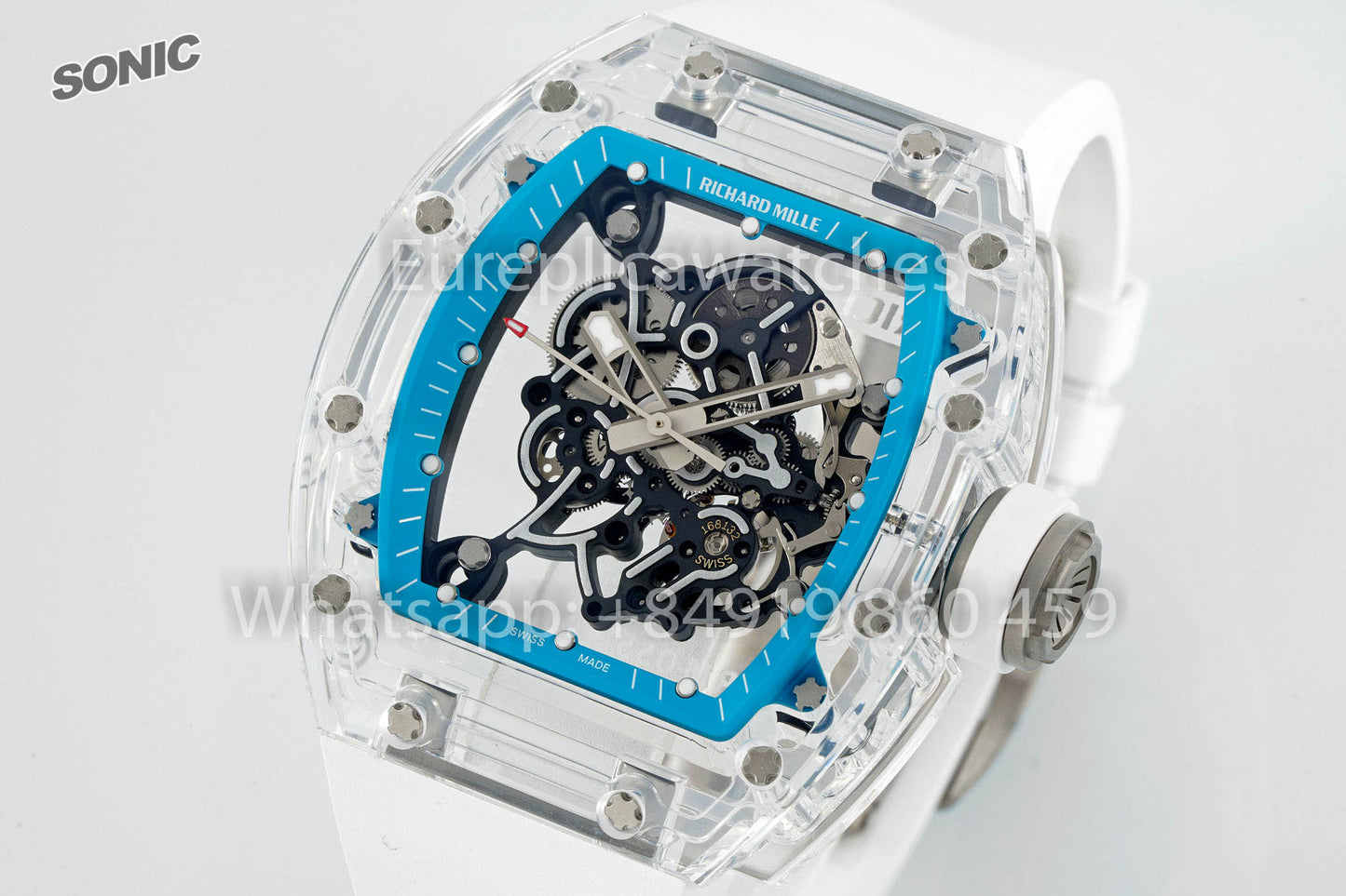 RICHARD MILLE RM055 AET REMOULD White Blue Strap 1:1 Best Version Sonic Factory