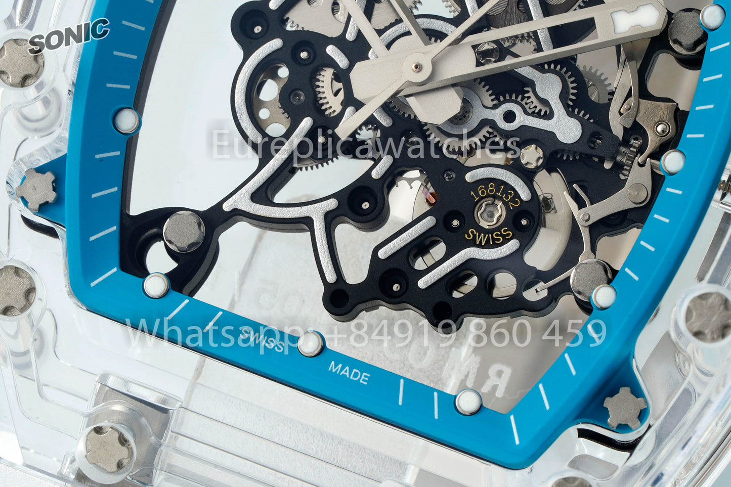 RICHARD MILLE RM055 AET REMOULD White Blue Strap 1:1 Best Version Sonic Factory