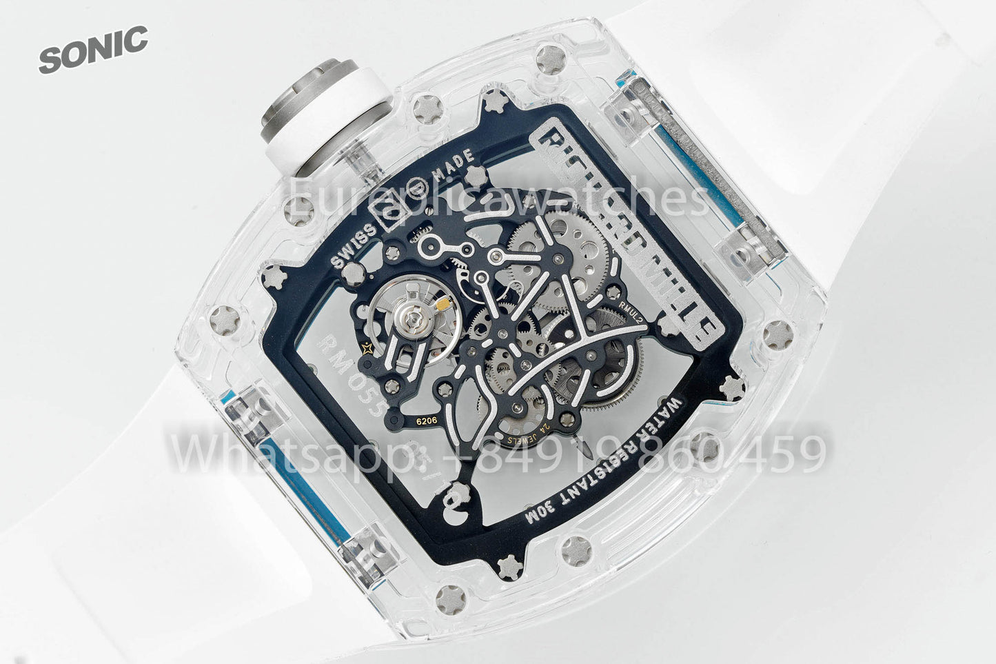 RICHARD MILLE RM055 AET REMOULD White Blue Strap 1:1 Best Version Sonic Factory