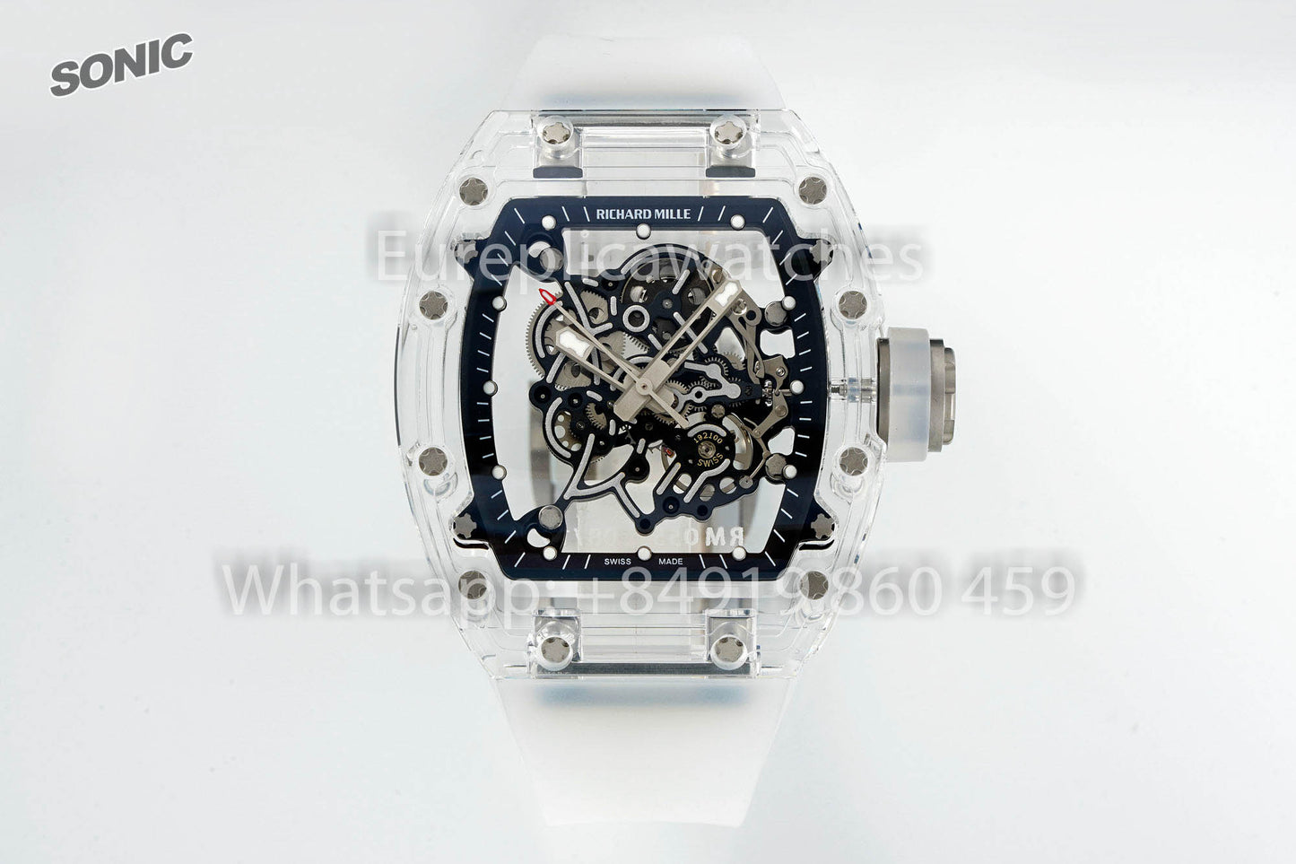 RICHARD MILLE RM055 AET REMOULD Transparent Black Strap 1:1 Best Version Sonic Factory