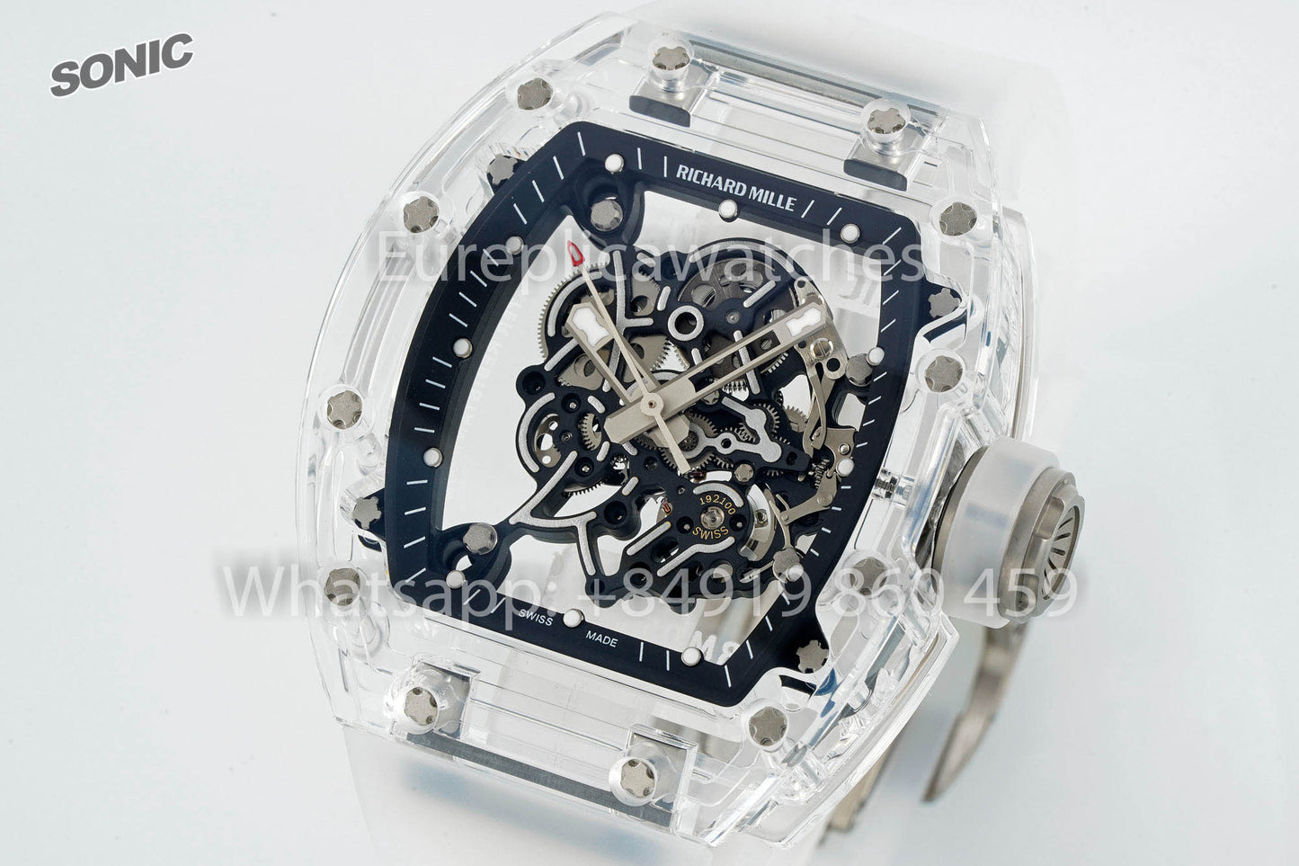 RICHARD MILLE RM055 AET REMOULD Transparent Black Strap 1:1 Best Version Sonic Factory