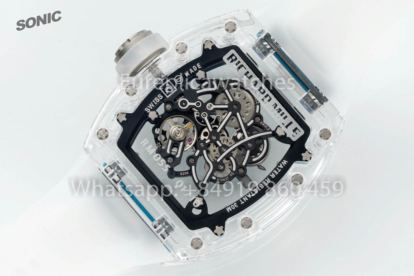 RICHARD MILLE RM055 AET REMOULD Transparent Black Strap 1:1 Best Version Sonic Factory