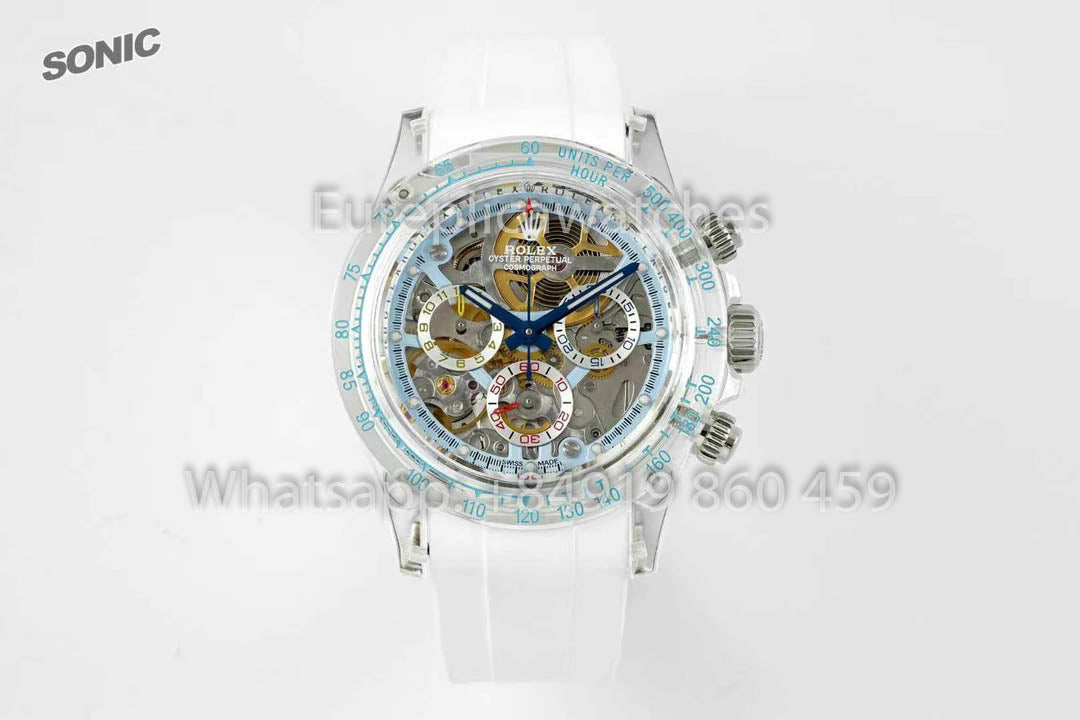Rolex Ice Blue Skeleton Daytona 1:1 Best Version Sonic Factory Custom Edition