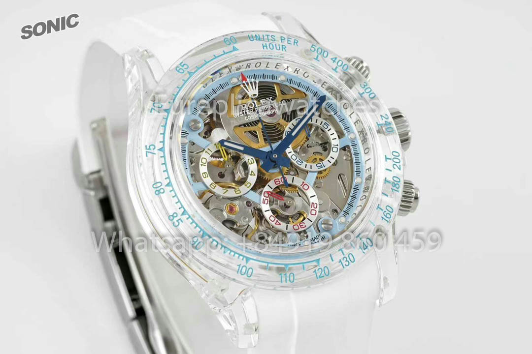 Rolex Ice Blue Skeleton Daytona 1:1 Best Version Sonic Factory Custom Edition