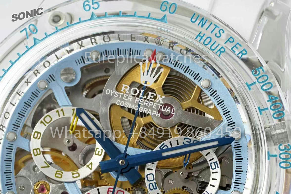 Rolex Ice Blue Skeleton Daytona 1:1 Best Version Sonic Factory Custom Edition