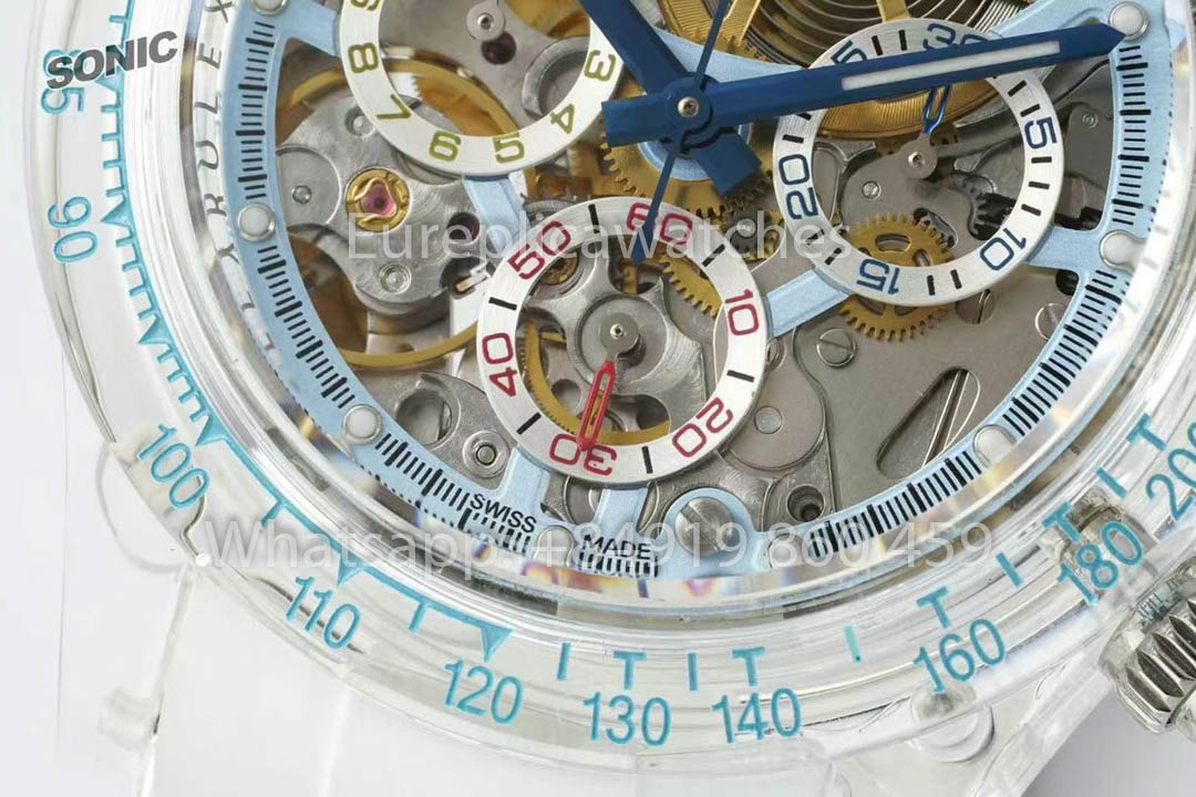 Rolex Ice Blue Skeleton Daytona 1:1 Best Version Sonic Factory Custom Edition