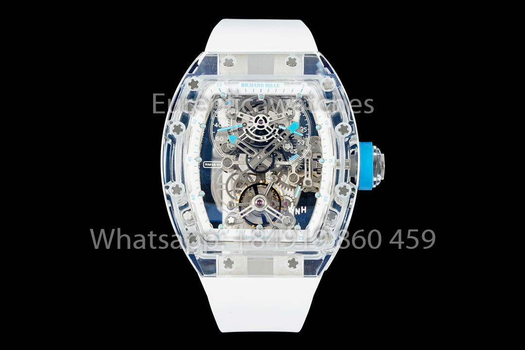 Richard Mille RM 56-01 Tourbillon 1:1 Meilleure version Couronne bleue Bracelet blanc