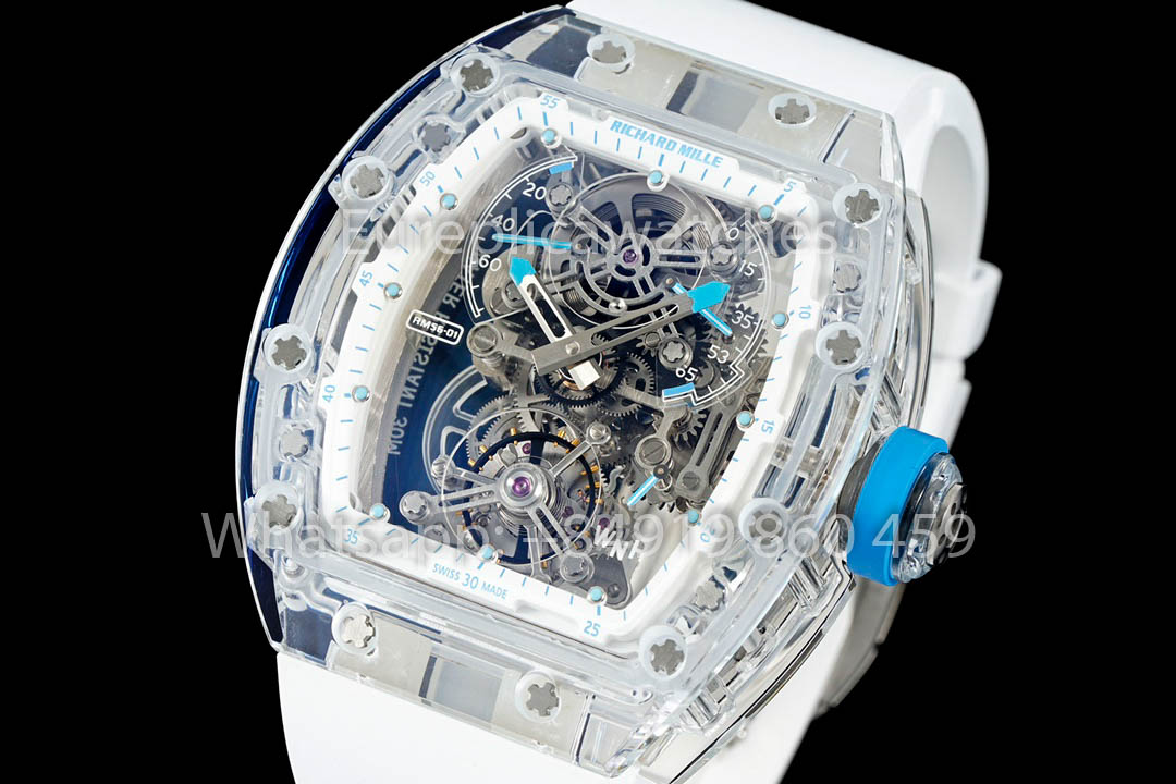 Richard Mille RM 56-01 Tourbillon 1:1 Meilleure version Couronne bleue Bracelet blanc