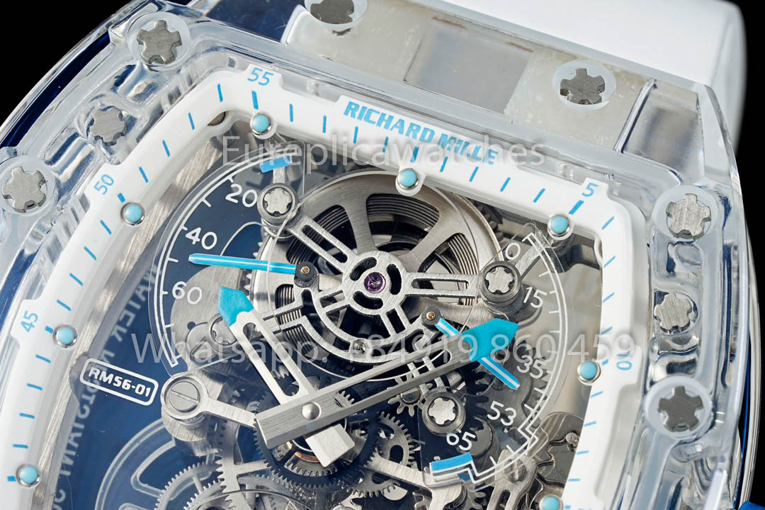 Richard Mille RM 56-01 Tourbillon 1:1 Meilleure version Couronne bleue Bracelet blanc