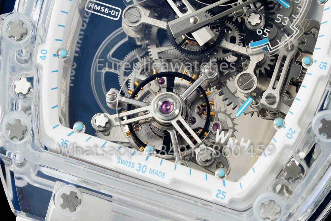 Richard Mille RM 56-01 Tourbillon 1:1 Meilleure version Couronne bleue Bracelet blanc
