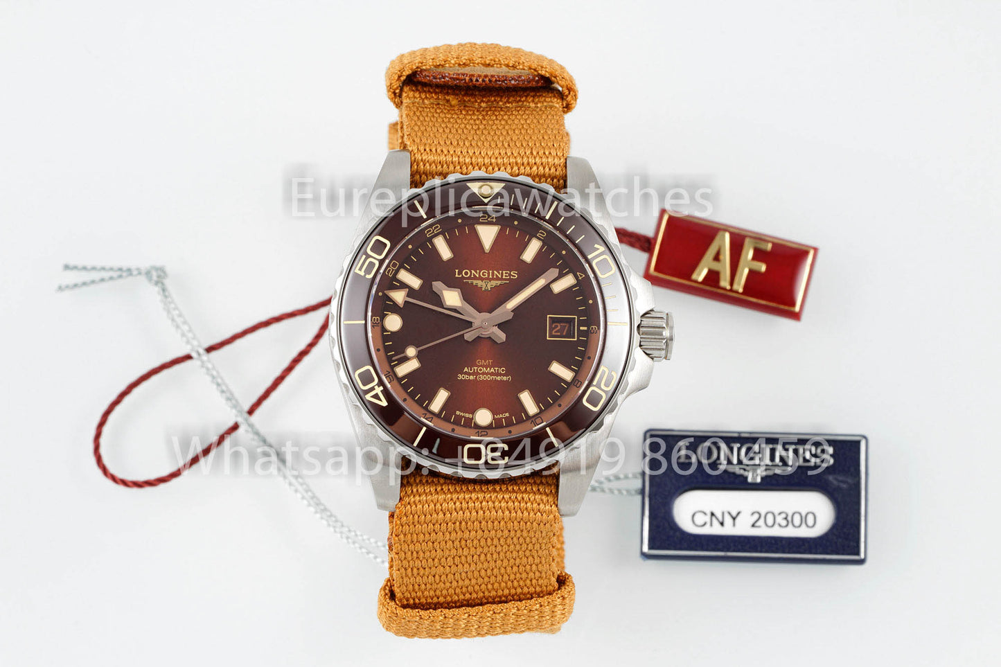 Longines HydroConquest GMT L3.790.4.66.2 Yellow Velcro Strap 1:1 Best Version AF Factory