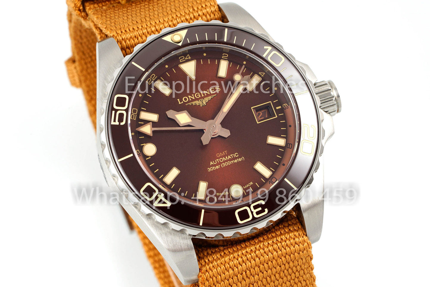 Longines HydroConquest GMT L3.790.4.66.2 Yellow Velcro Strap 1:1 Best Version AF Factory