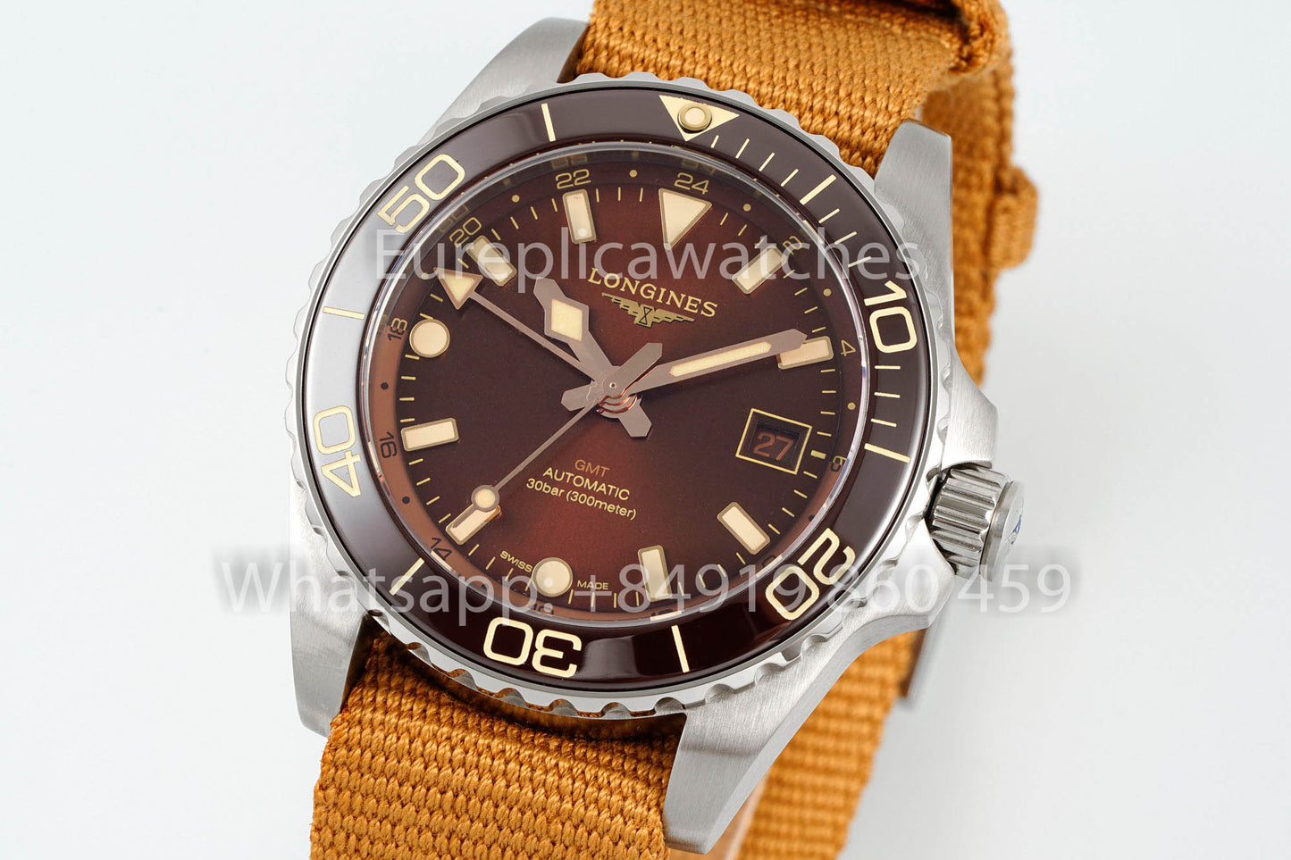 Longines HydroConquest GMT L3.790.4.66.2 Yellow Velcro Strap 1:1 Best Version AF Factory