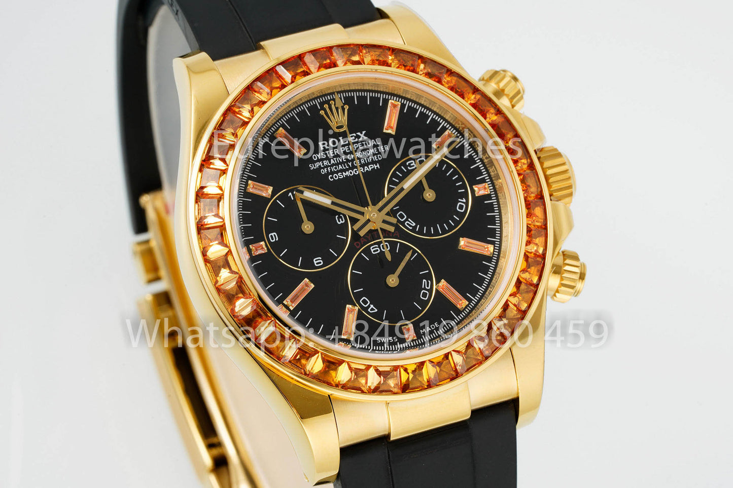 Rolex Daytona personnalisée et modifiée, cadran noir, version 1:1, bracelet en caoutchouc