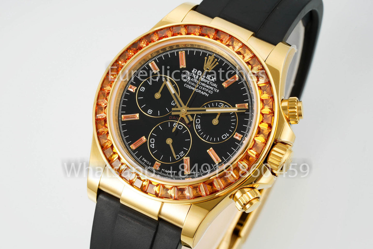 Rolex Daytona personnalisée et modifiée, cadran noir, version 1:1, bracelet en caoutchouc