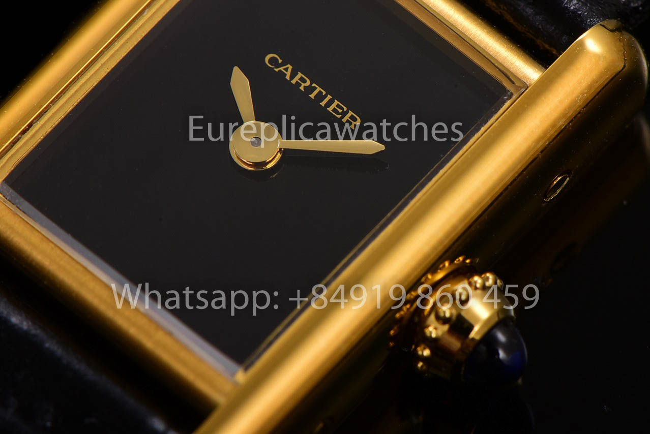 Cartier Tank TANK LOUIS CARTIER Mini 1:1 Beste Version Schwarzes Zifferblatt Gelbgold