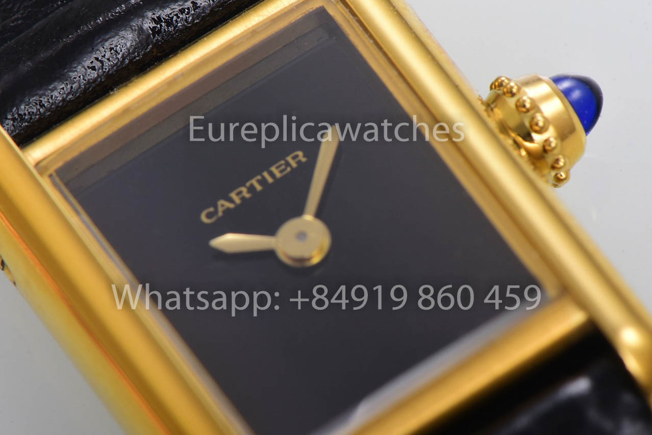 Cartier Tank TANK LOUIS CARTIER Mini 1:1 Beste Version Schwarzes Zifferblatt Gelbgold