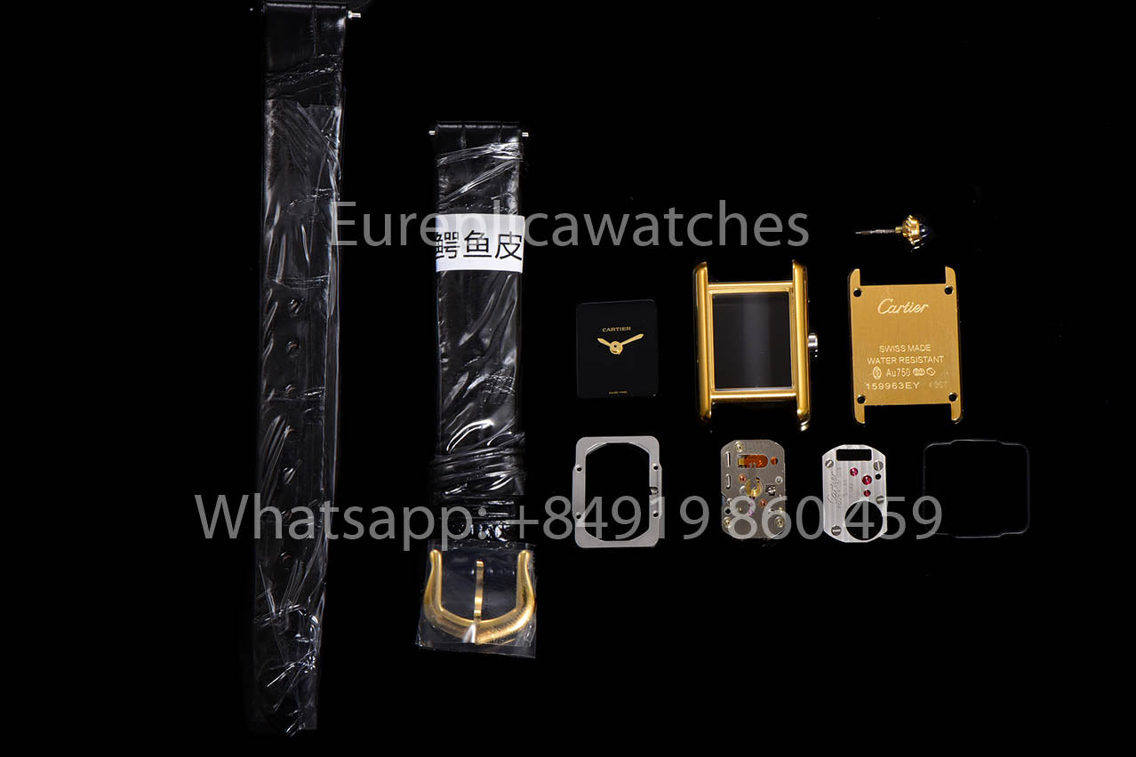Cartier Tank TANK LOUIS CARTIER Mini 1:1 Beste Version Schwarzes Zifferblatt Gelbgold